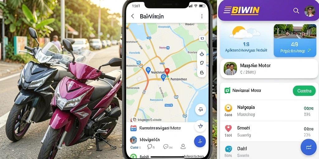 Antarmuka pengguna BIWIN menampilkan fitur Navigasi Motor yang praktis.