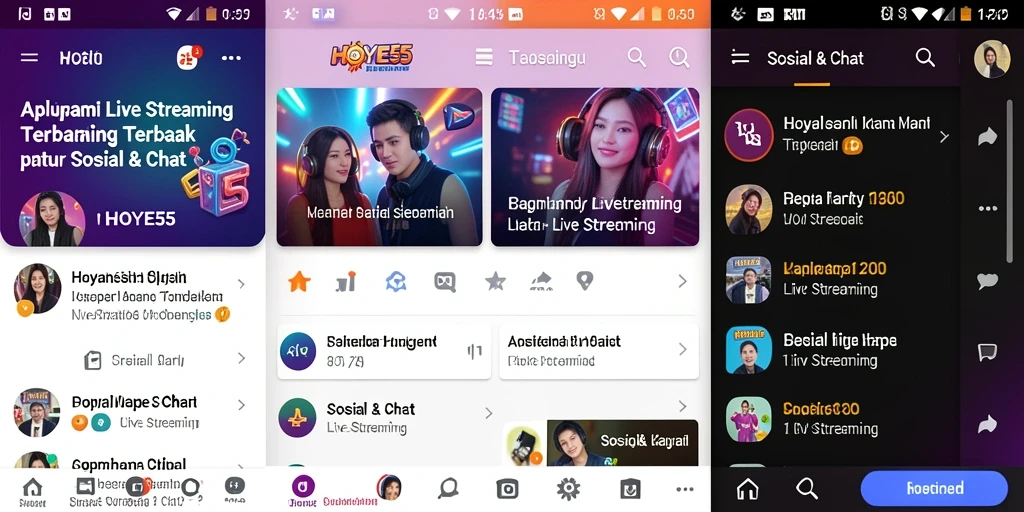 Antarmuka HOYE55 yang menawan selama Live Streaming.
