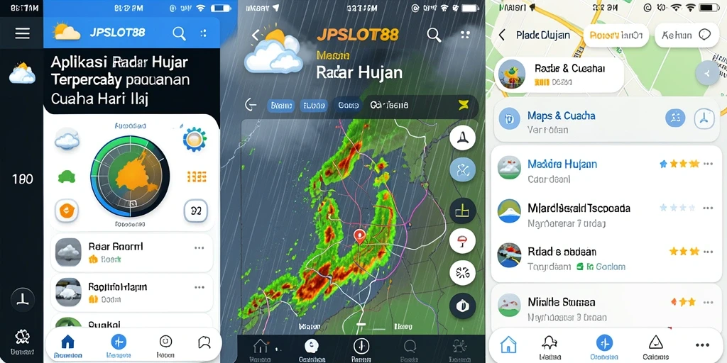 Tampilan antarmuka JPSLOT88 dengan fitur Radar Hujan yang informatif.