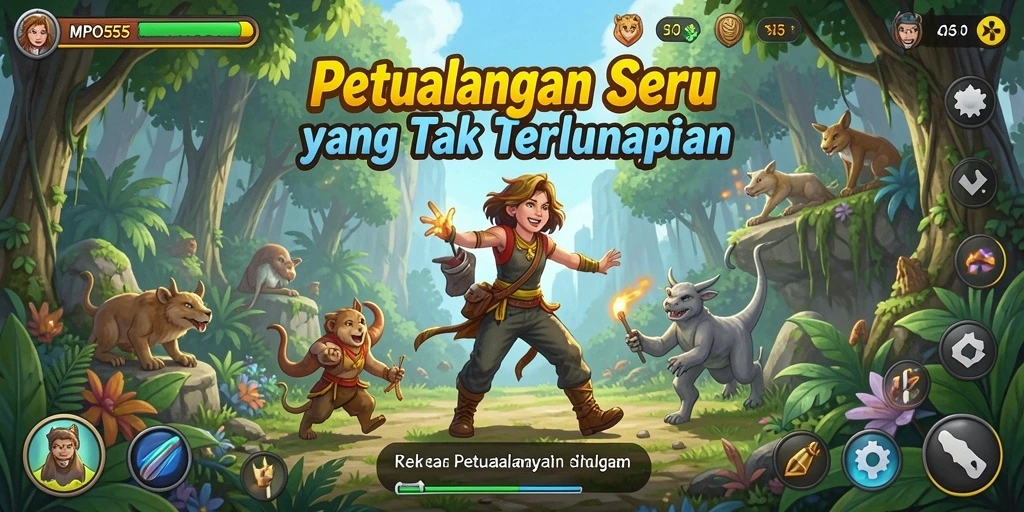 Tampilan antarmuka MPO555 yang menarik dengan elemen petualangan yang seru.