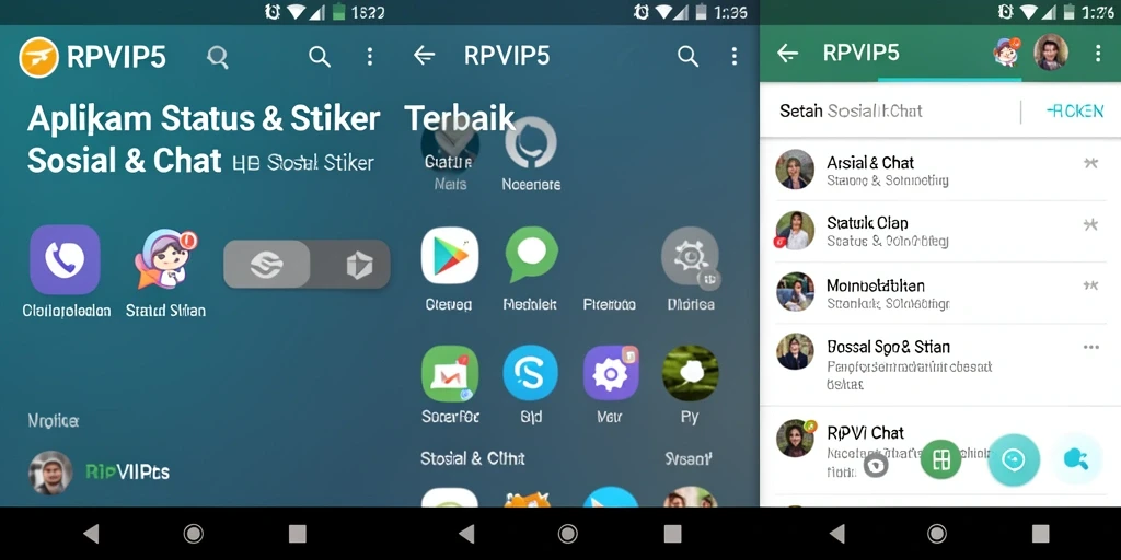 Antarmuka RPVIP5 dengan beragam stiker dan status.