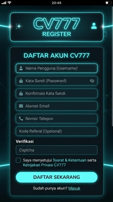 Buat Akun Baru CV777 Dengan Mudah di Android